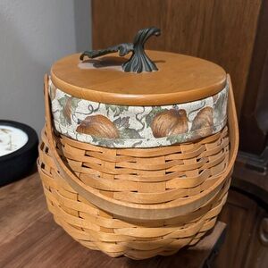 Longaberger Pumpkin Woven Basket with Lid
